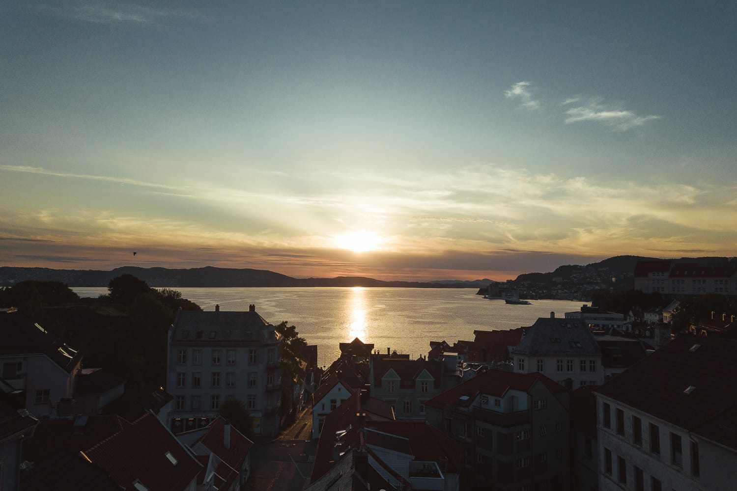City of Bergen during sunset
