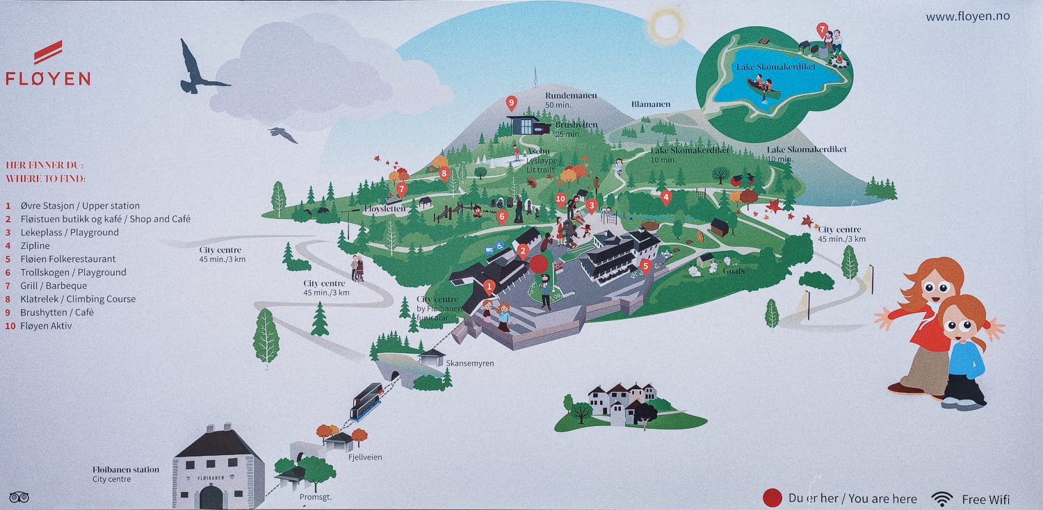 Map over Mount Fløyen