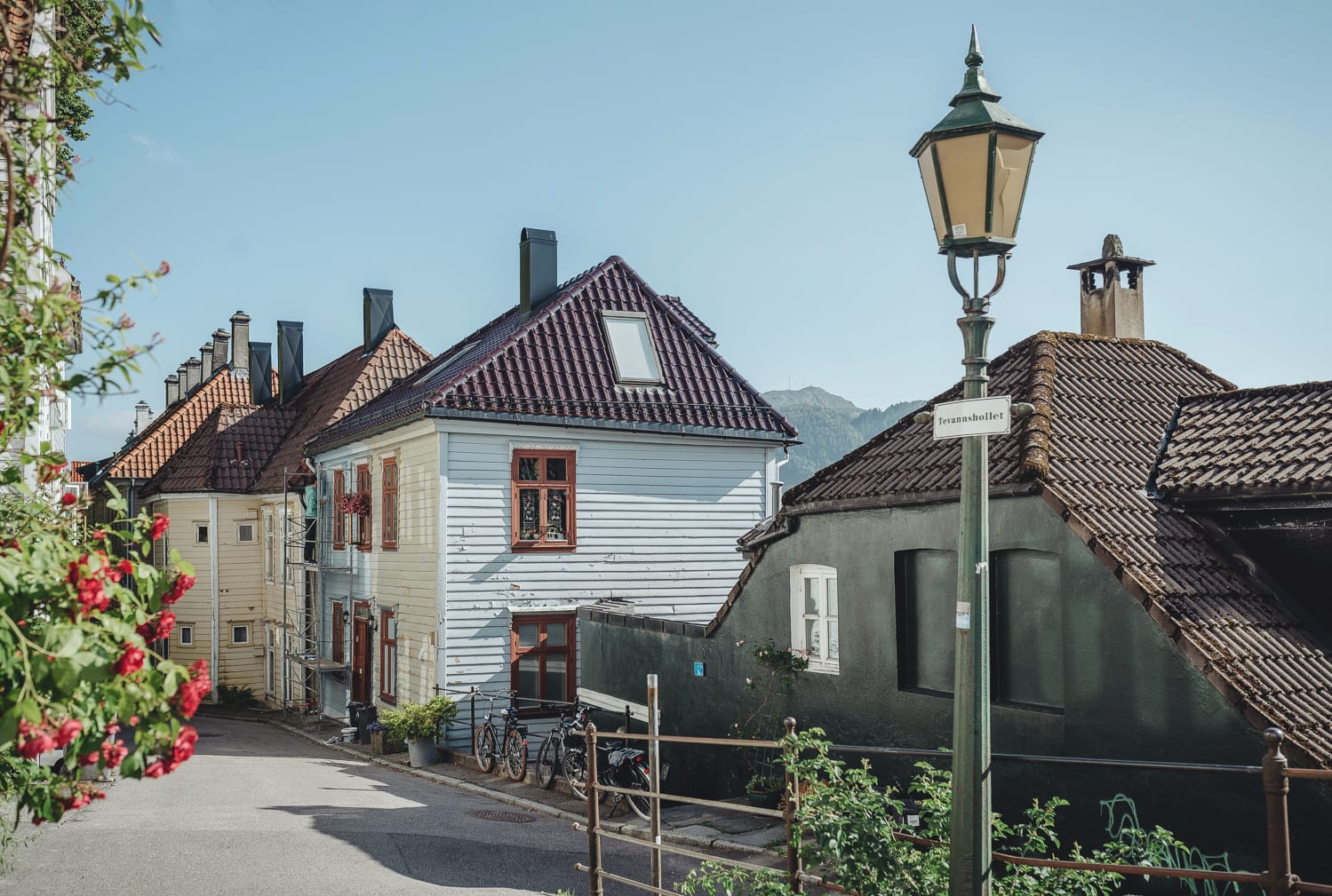 Cute street in Bergen, Norway