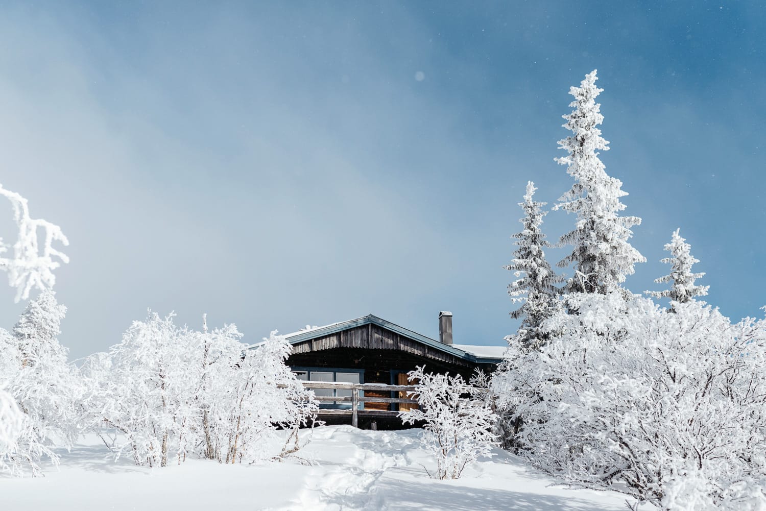 Cabin in a winter landscape