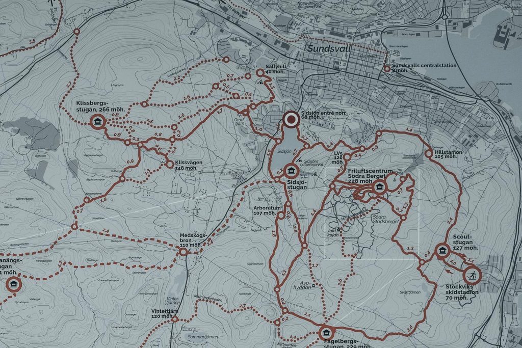 Map of Sundsvall and Södra Berget