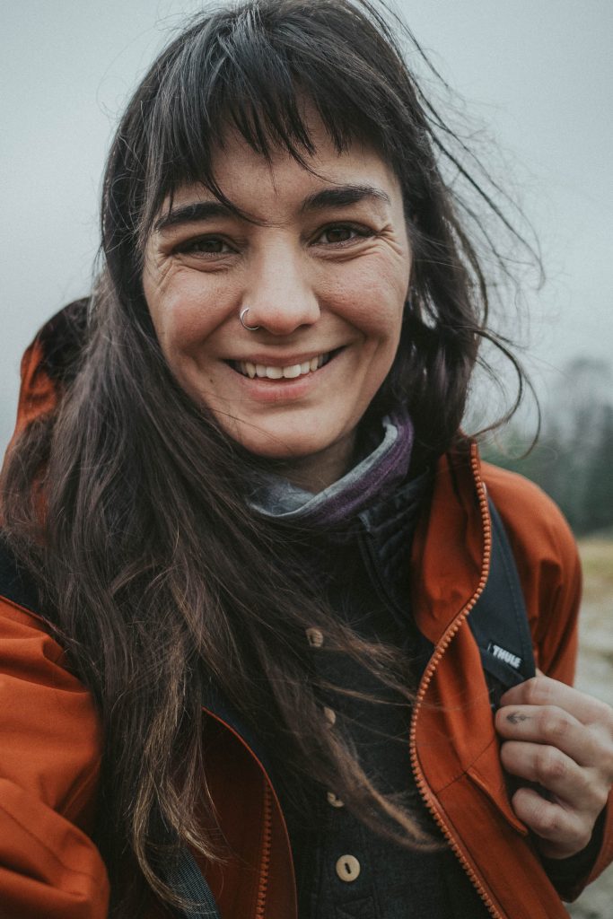 woman out hiking