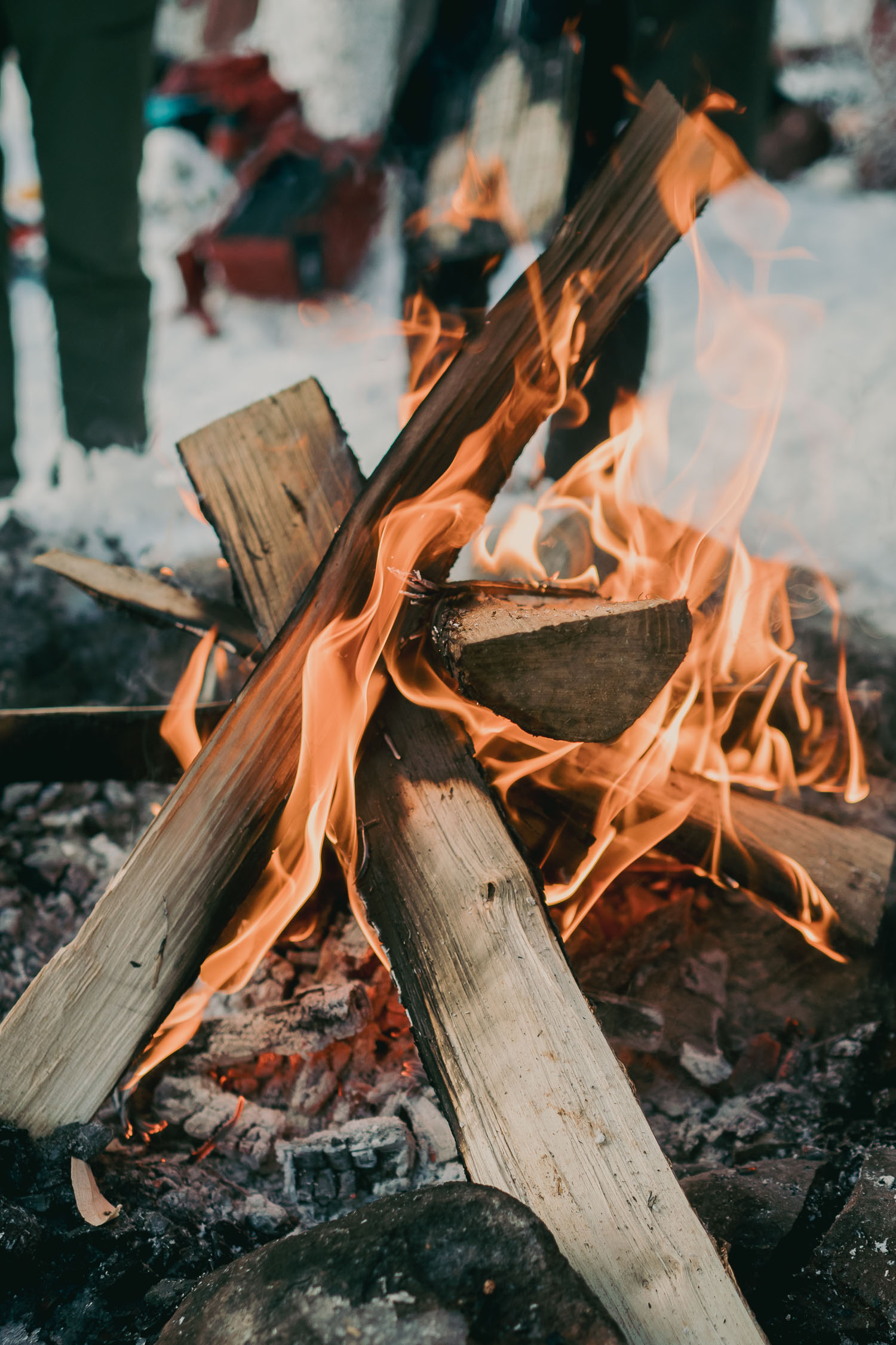 campfire in winter