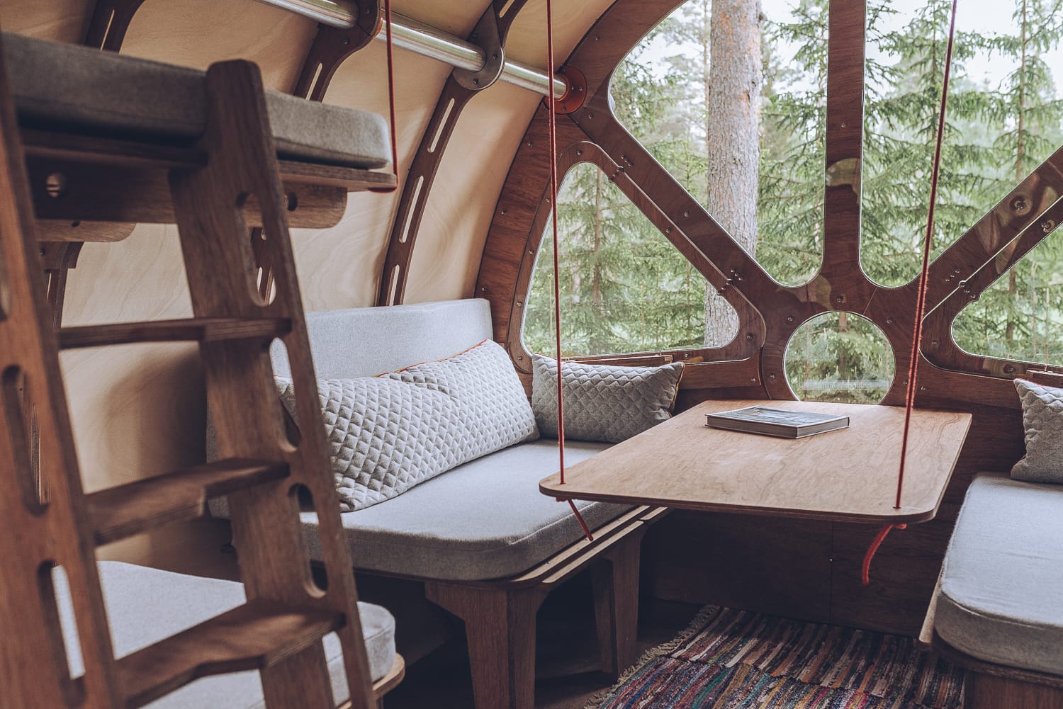 interior of a tree tents cabin