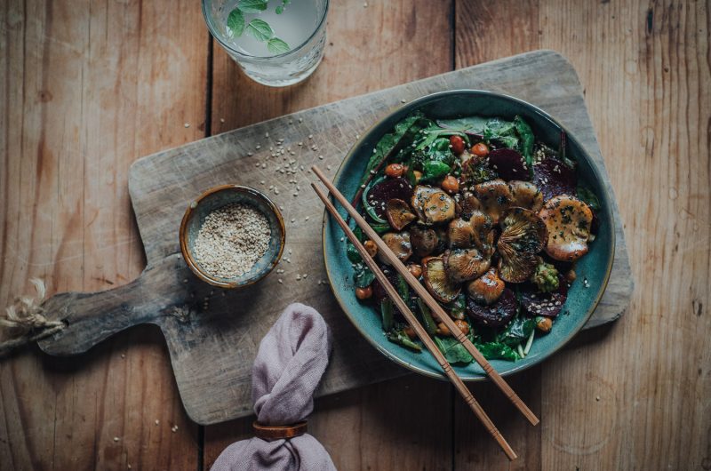 Warm Winter Salad With Oyster Mushrooms
