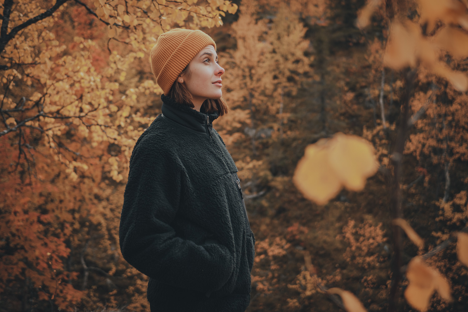 outdoor portrait of woman enjoying the fall colors