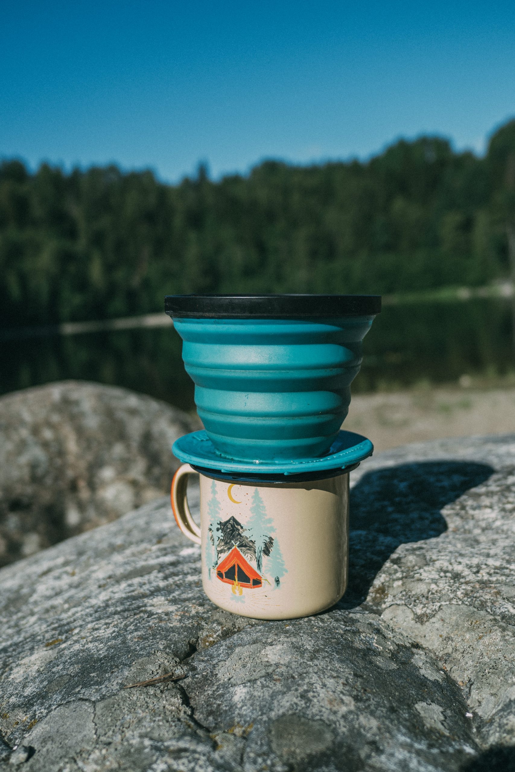 x-brew and enamel cup